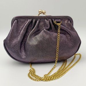 Lavender Vintage-style Leather Clutch / Cross body Purse